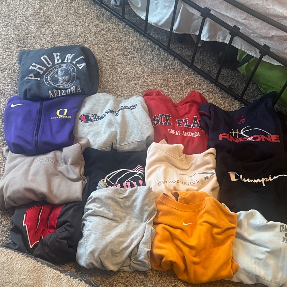 multiple hoodie and crewnecks